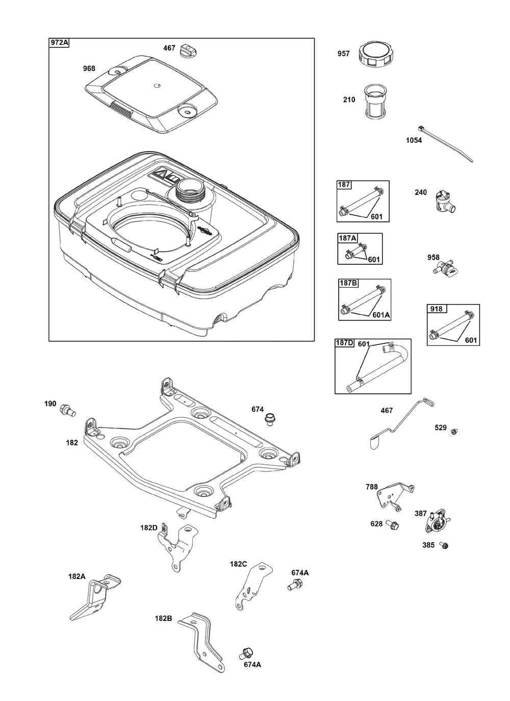 Fuel Supply Group Diagram and Parts List for 296442-0010-H5 200000 - 399999 Briggs and Stratton Engine